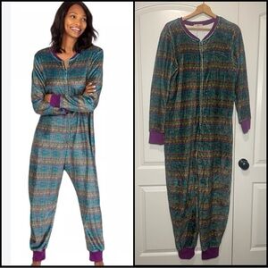 Natural Life One Piece Fleece Jumpsuit Womens Size M Lounge Boho Pajamas